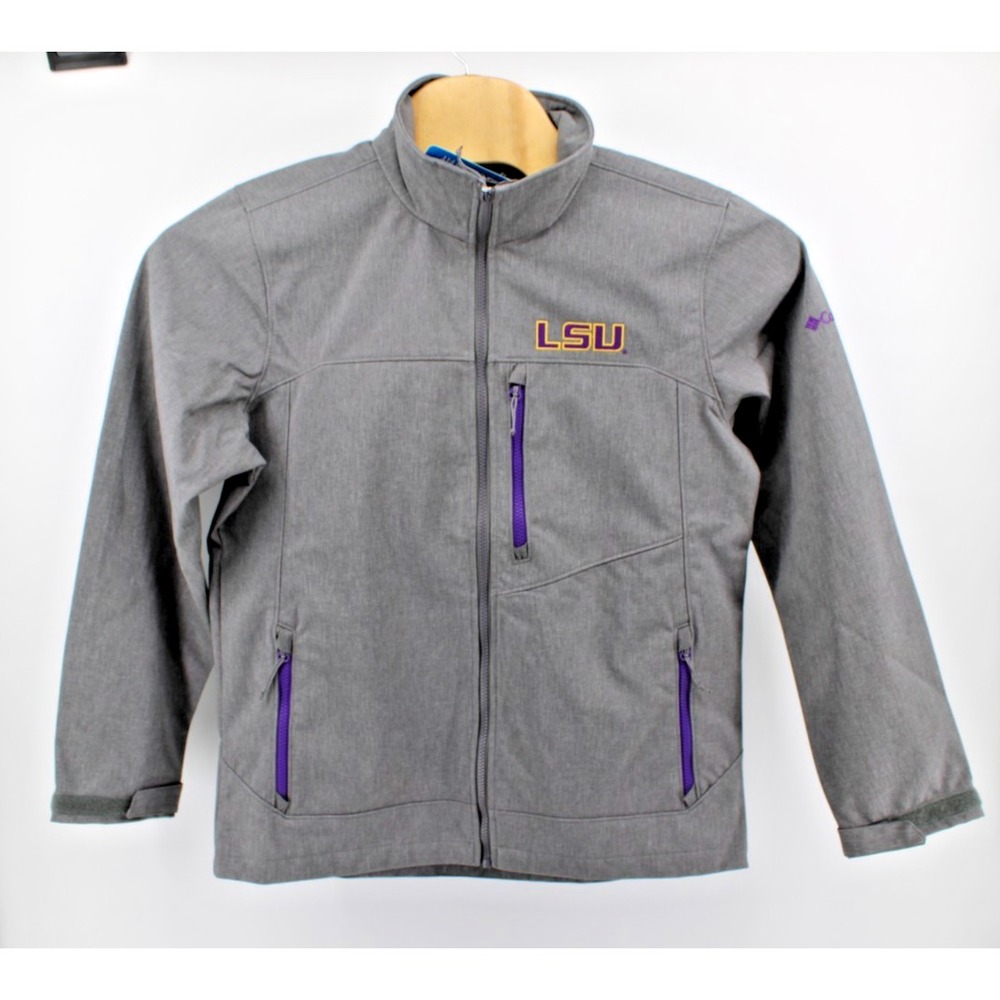 LSU Tigers Jacket Mens M Columbia CLG Ascender II Softshell Full Zip Gray New